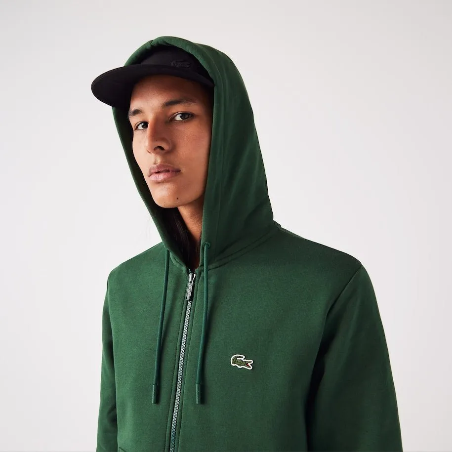 Lacoste Sweatshirt à capuche zippé vert en molleton