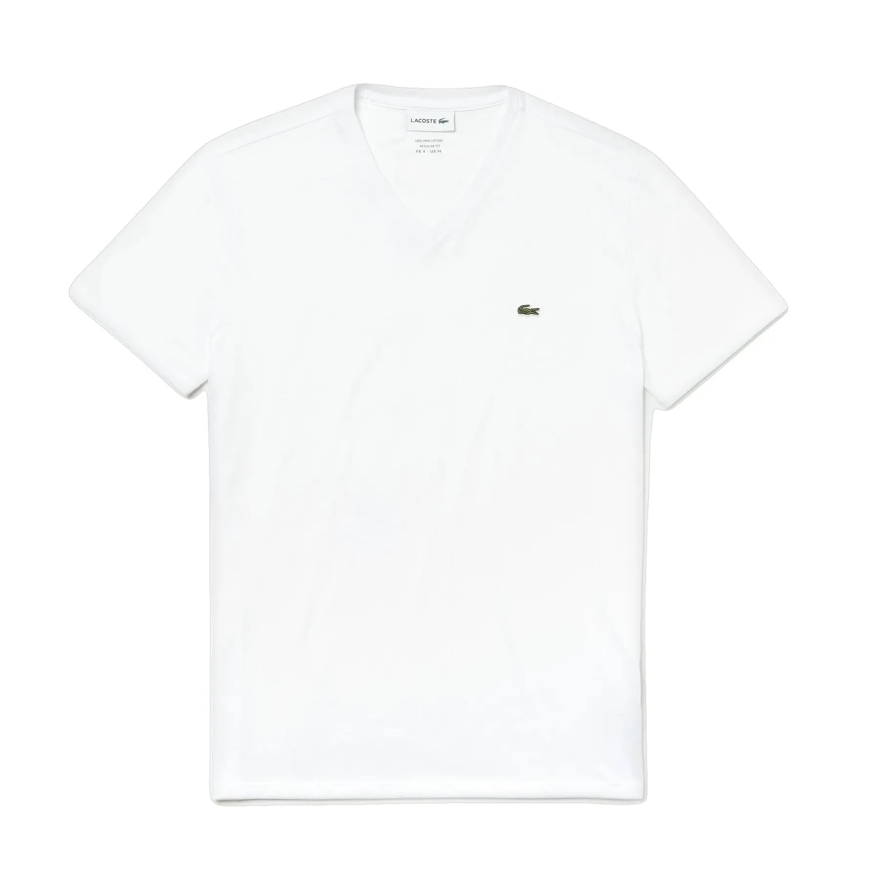 Lacoste T-shirt col V Blanc pima uni