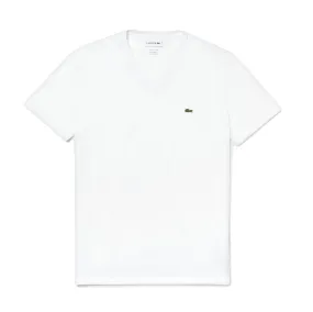 Lacoste T-shirt col V Blanc pima uni