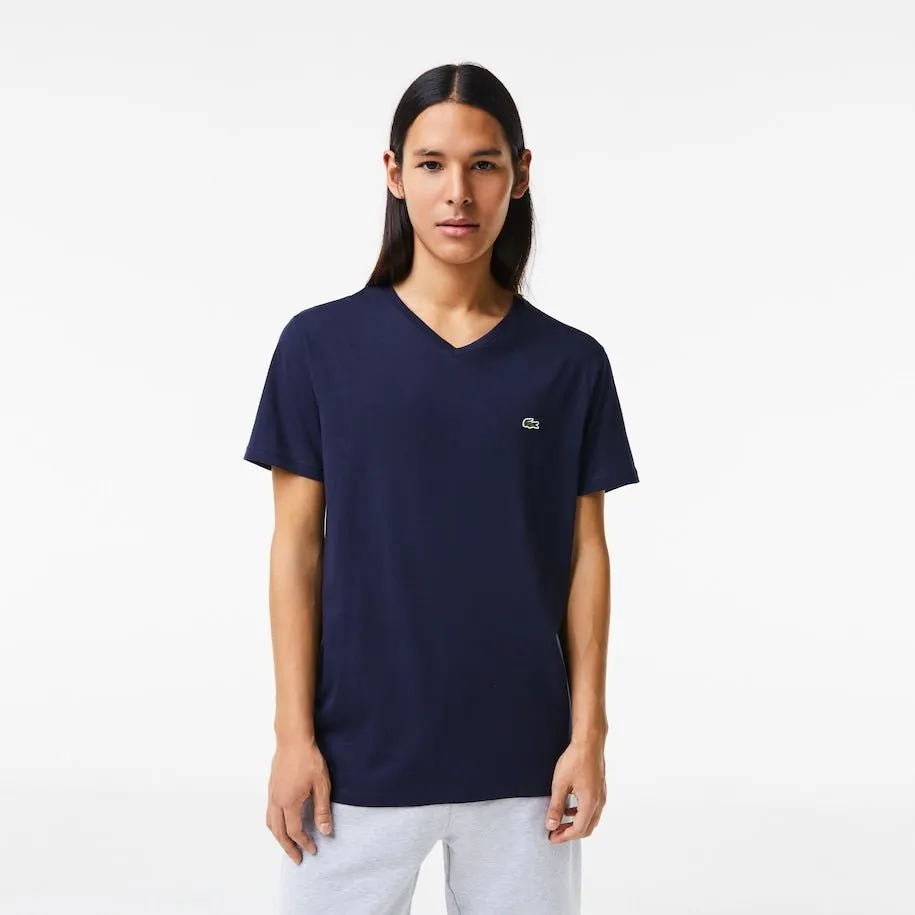 Lacoste T-shirt col V Marine pima uni