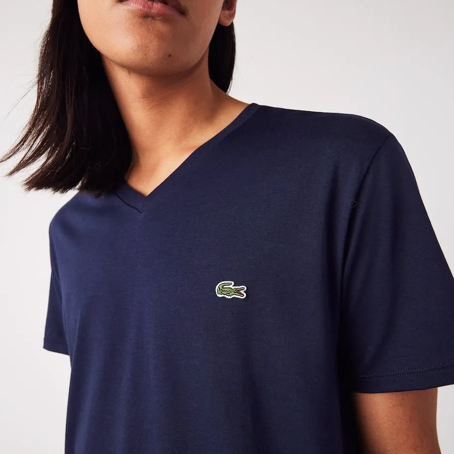 Lacoste T-shirt col V Marine pima uni