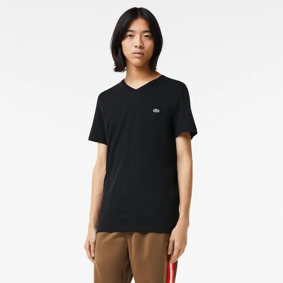 Lacoste T-shirt col V Noir pima uni