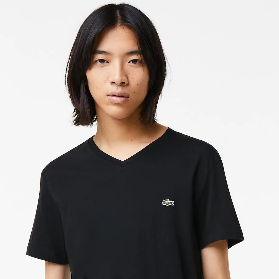 Lacoste T-shirt col V Noir pima uni