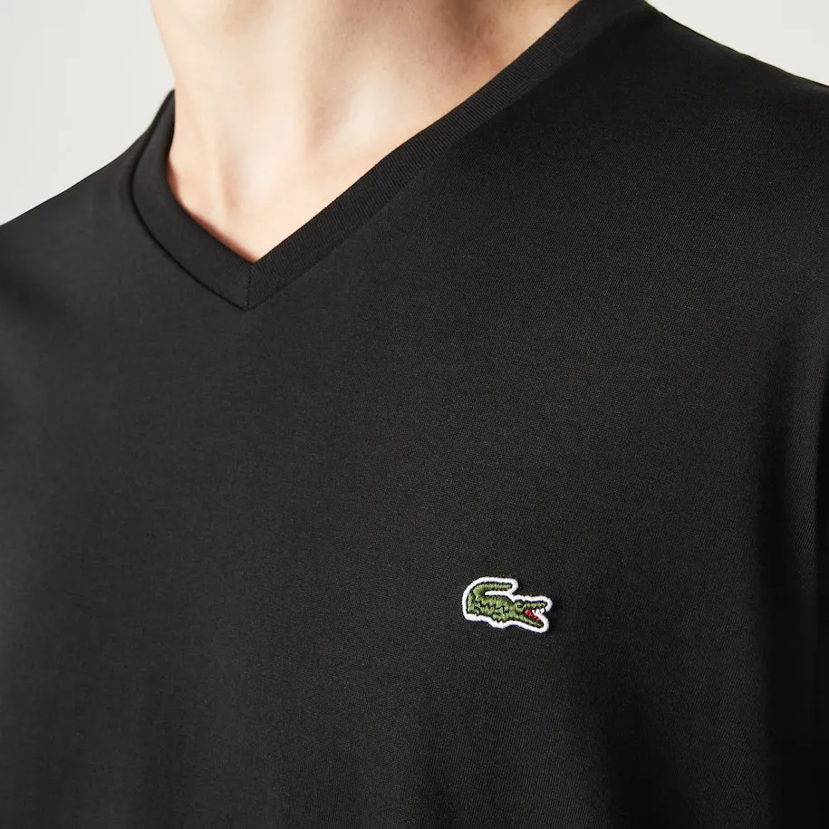 Lacoste T-shirt col V Noir pima uni