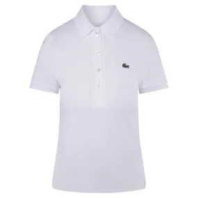 Ladies Lacoste Slim Fit Cotton Polo Shirt White