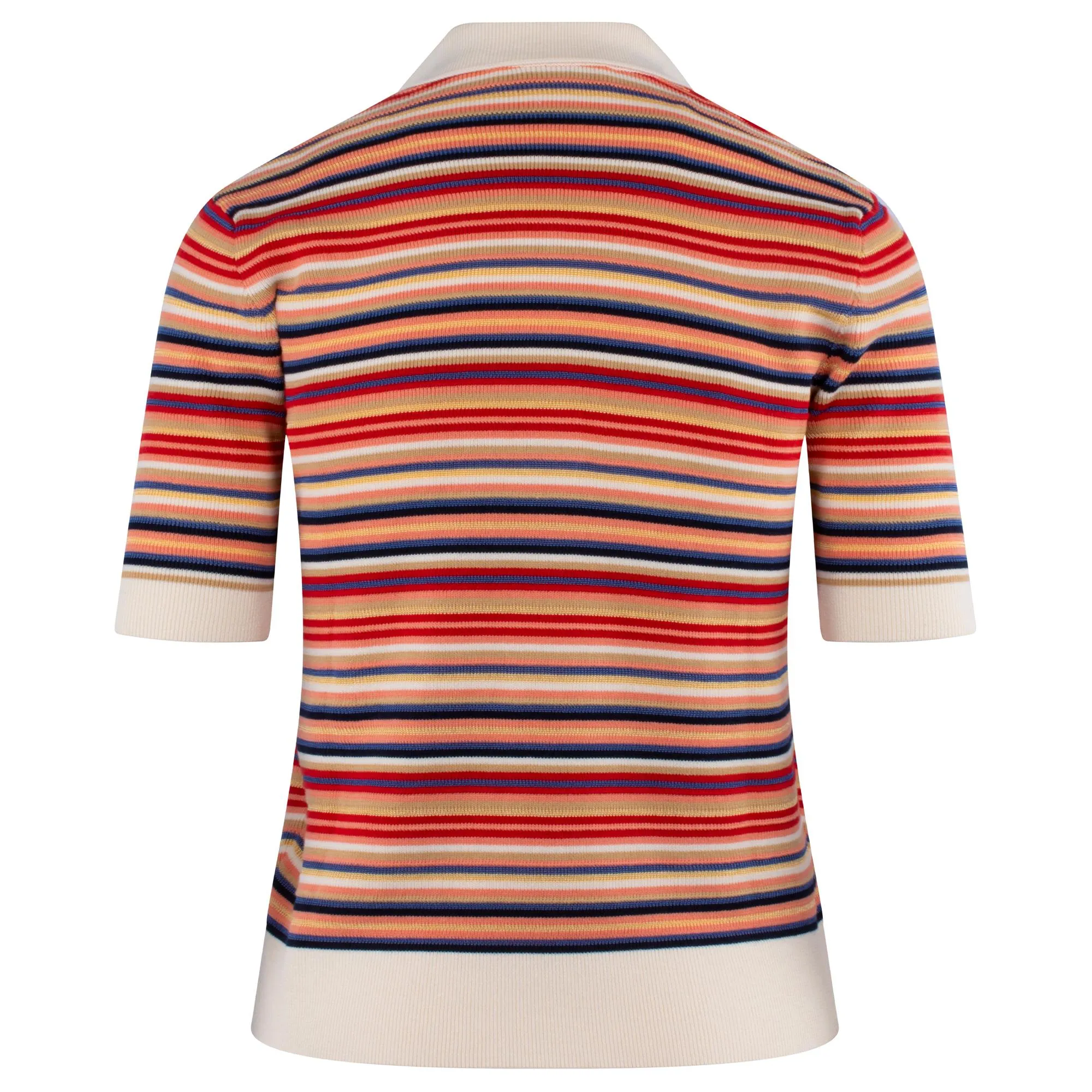 Ladies Lacoste Striped Knitted Jacquard Polo Shirt