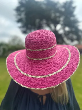 Lipstick Pink Gold Braid Sun Hat