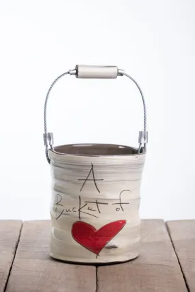 Love - Heart Hand Painted Ceramic Small Bucket