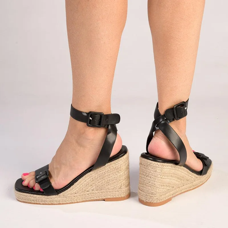 Madison Annabella Espadrille Wedge - Black