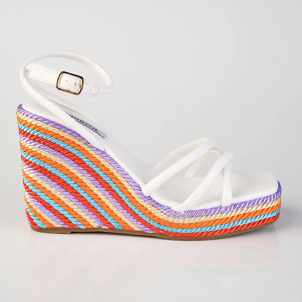 Madison Azalia Rope Wedge Sandal  - White