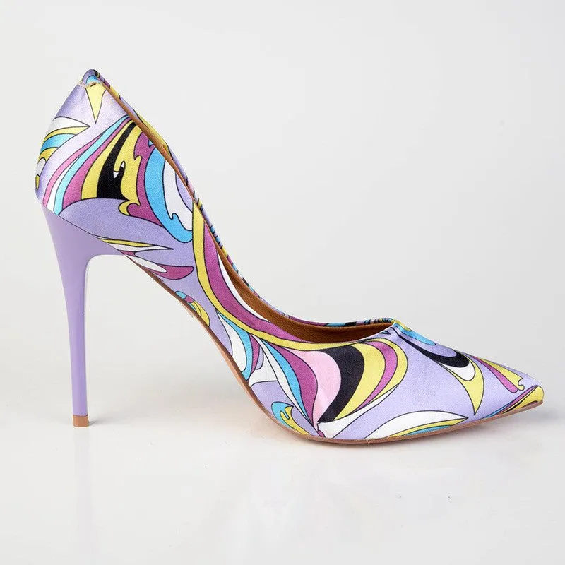 Madison Daisy Printed Stiletto - Lilac Multi