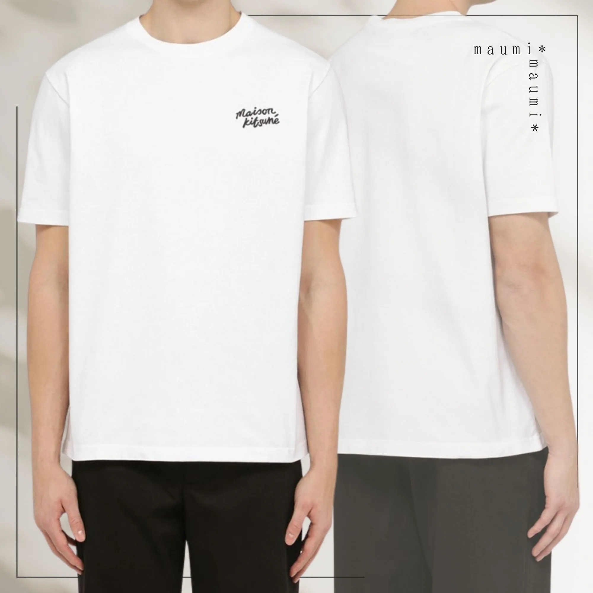 MAISON KITSUNE  |Crew Neck Plain Cotton Short Sleeves Logo Designers