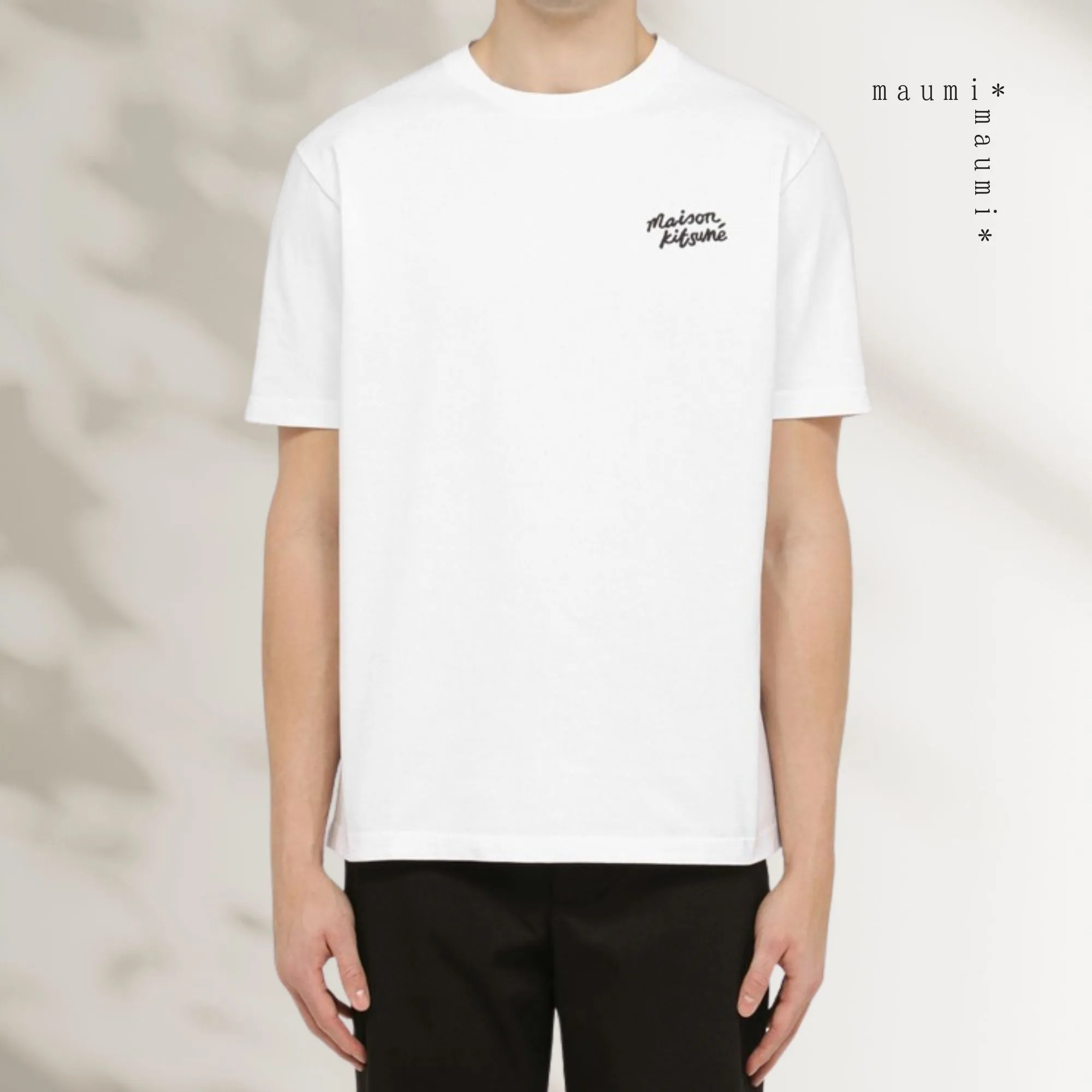 MAISON KITSUNE  |Crew Neck Plain Cotton Short Sleeves Logo Designers