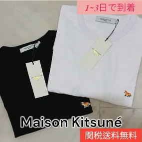 MAISON KITSUNE  |Crew Neck Street Style Plain Cotton Short Sleeves Logo