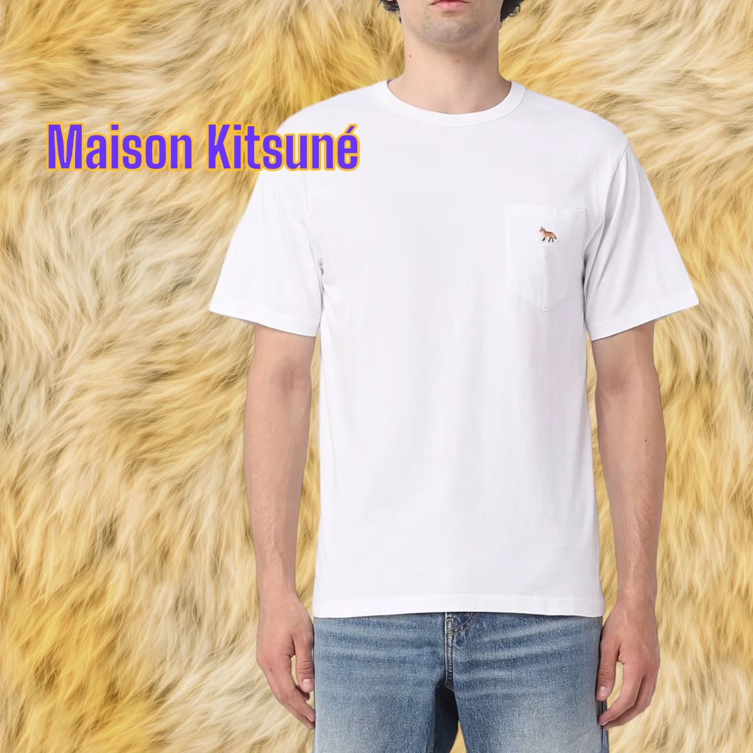 MAISON KITSUNE  |Crew Neck Street Style Plain Cotton Short Sleeves Logo