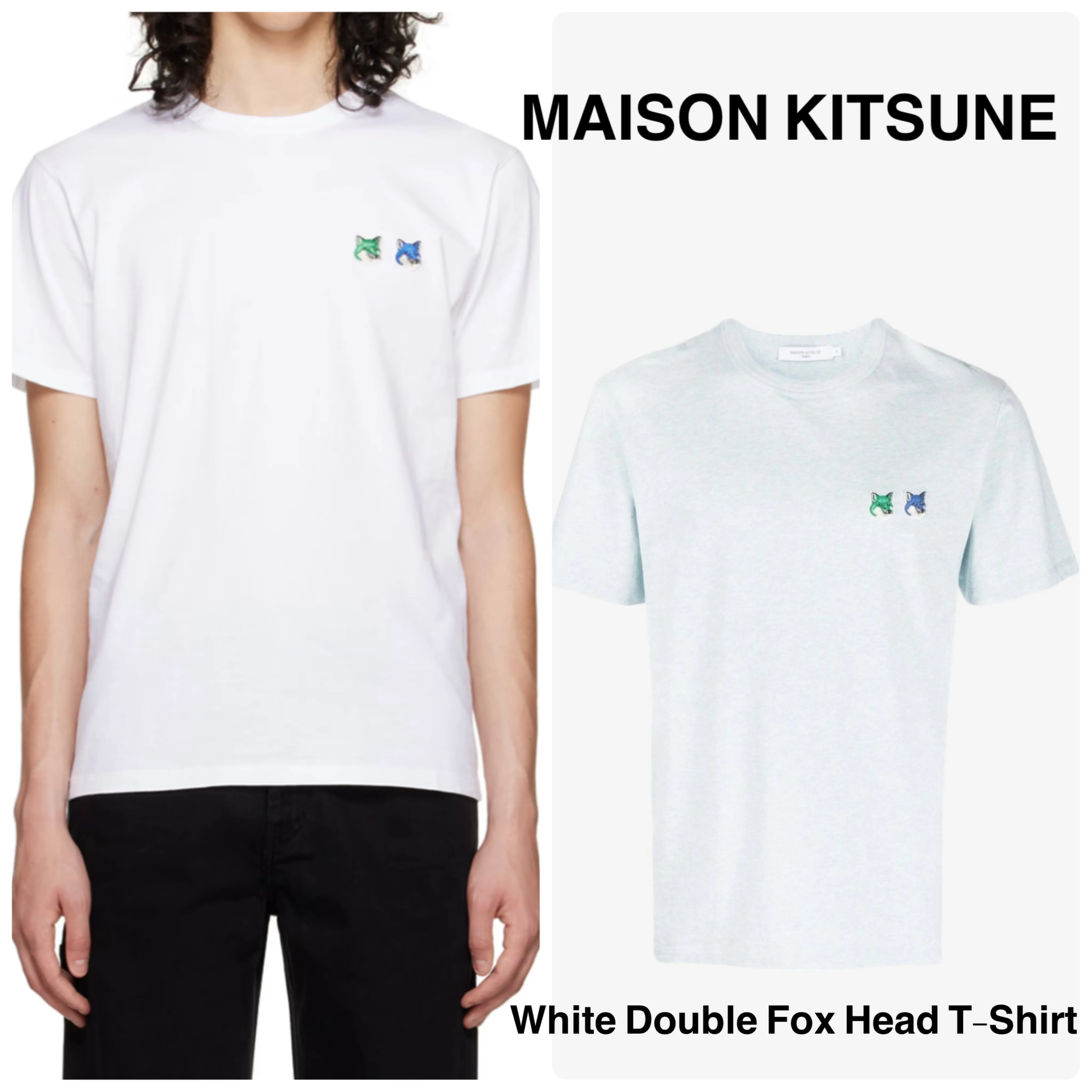 MAISON KITSUNE  |Crew Neck U-Neck Plain Short Sleeves Logo Designers