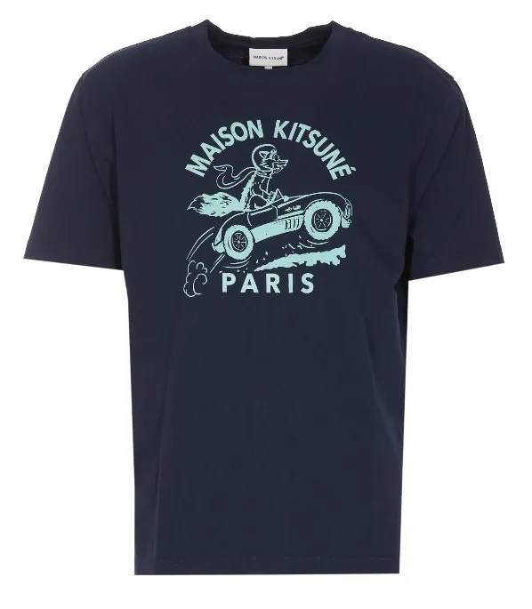 MAISON KITSUNE  |Street Style Plain Cotton Short Sleeves Logo Designers