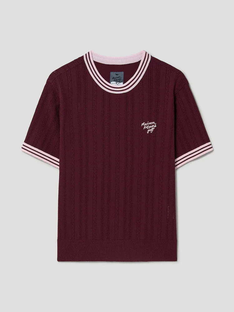 MAISON KITSUNE  |Street Style Plain Short Sleeves Logo V-neck & Crew neck