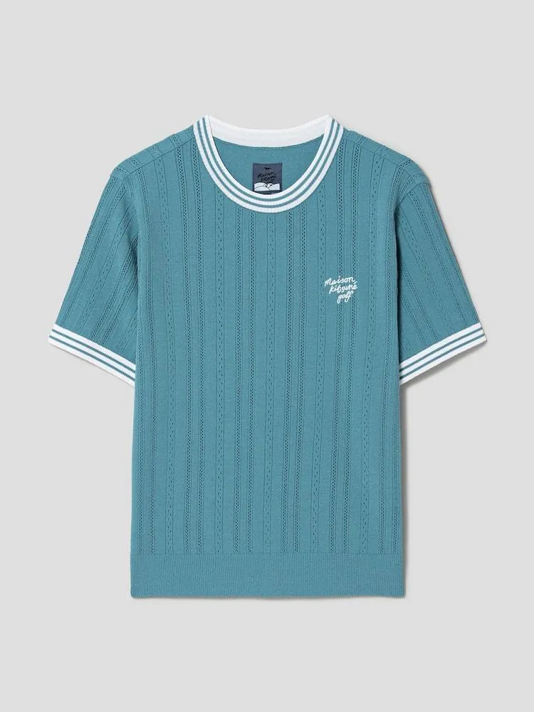 MAISON KITSUNE  |Street Style Plain Short Sleeves Logo V-neck & Crew neck