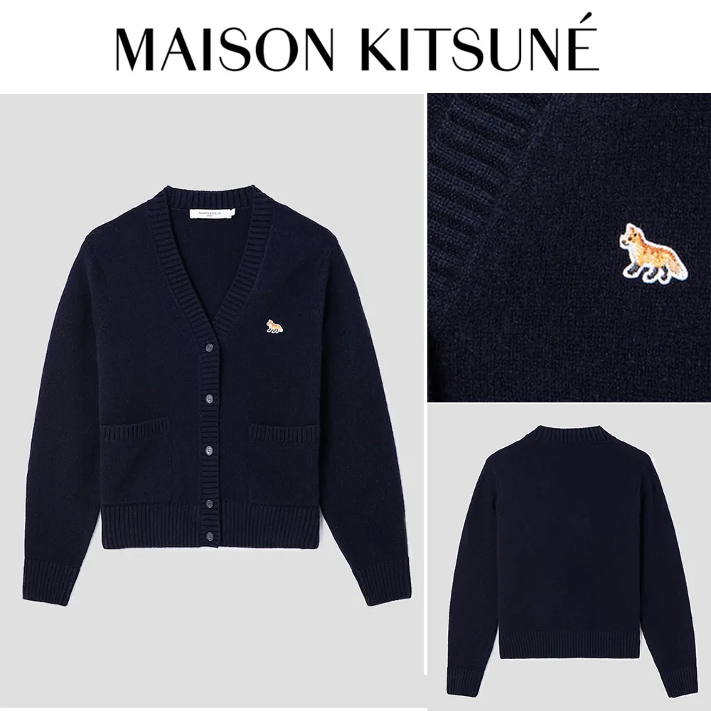 MAISON KITSUNE  |Unisex Plain Other Animal Patterns Logo Cardigans