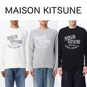 MAISON KITSUNE  |Unisex Street Style Plain Cotton Logo Designers Sweatshirts