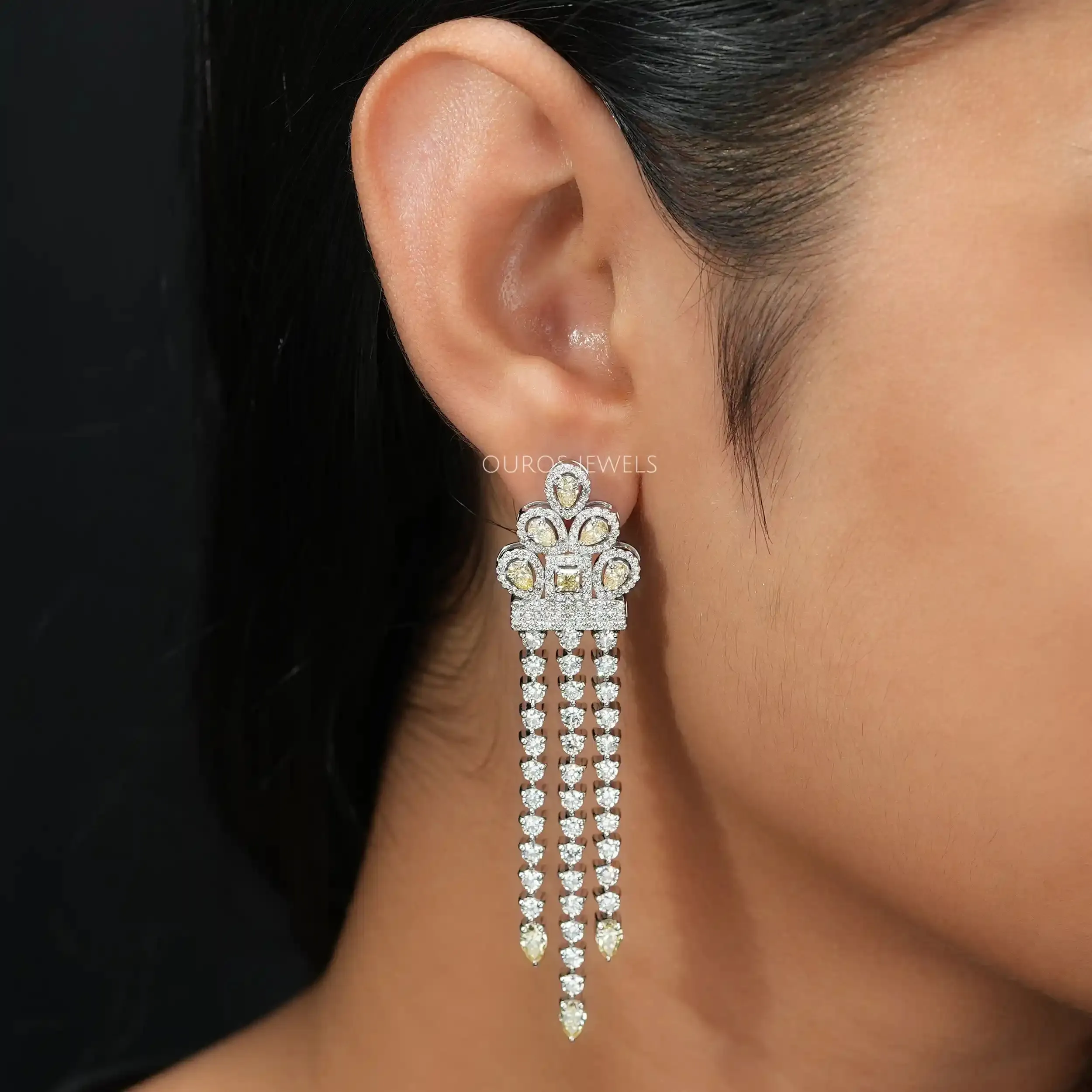 Multi Shape Lab Grown Diamond Chandelier Earrings