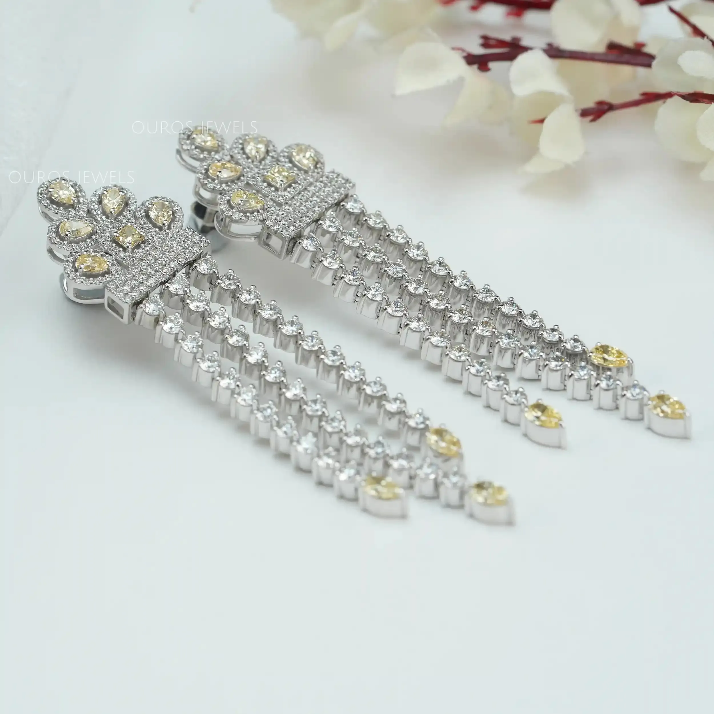 Multi Shape Lab Grown Diamond Chandelier Earrings