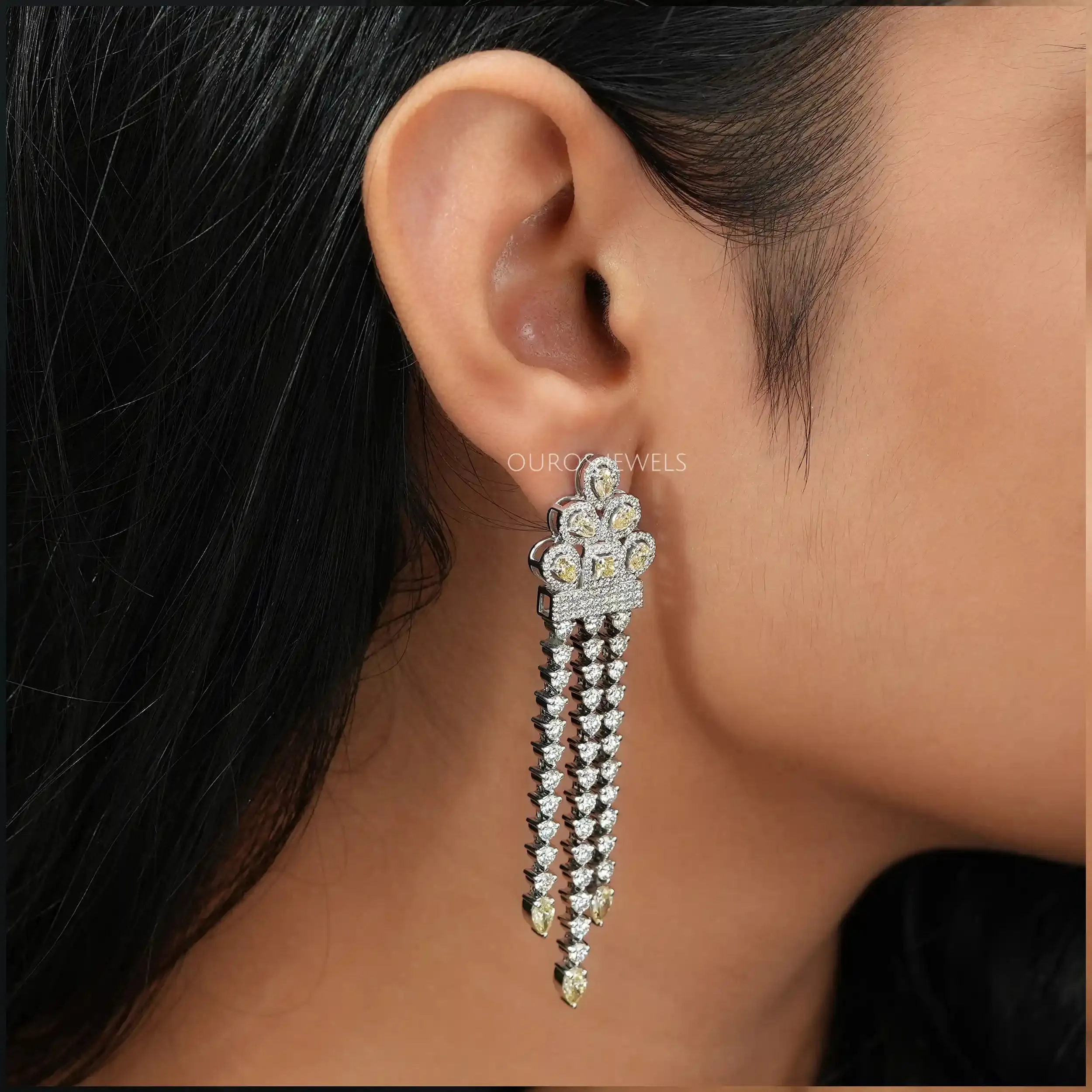 Multi Shape Lab Grown Diamond Chandelier Earrings