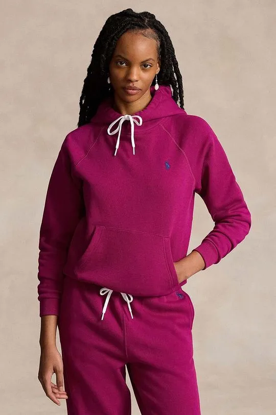 Polo Ralph Lauren sweatshirt women's pink color hooded smooth