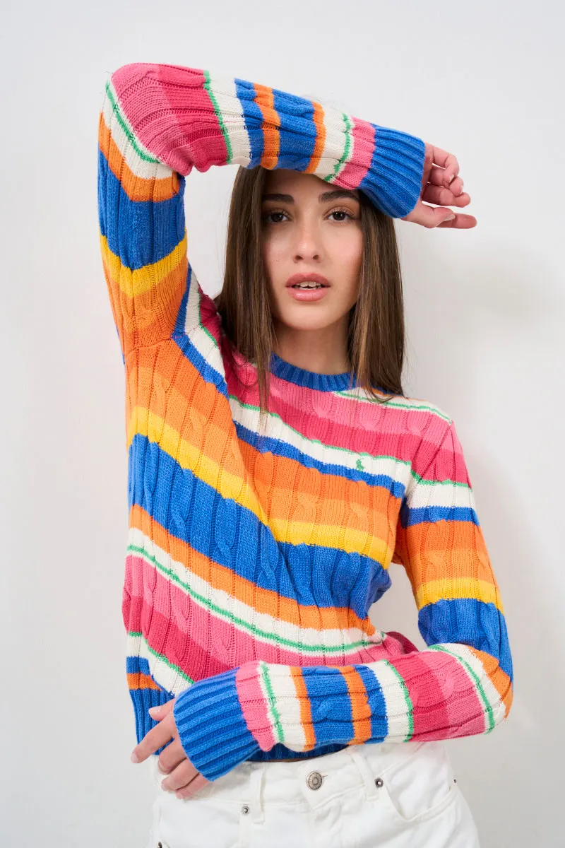 Pull donna multicolore a righe