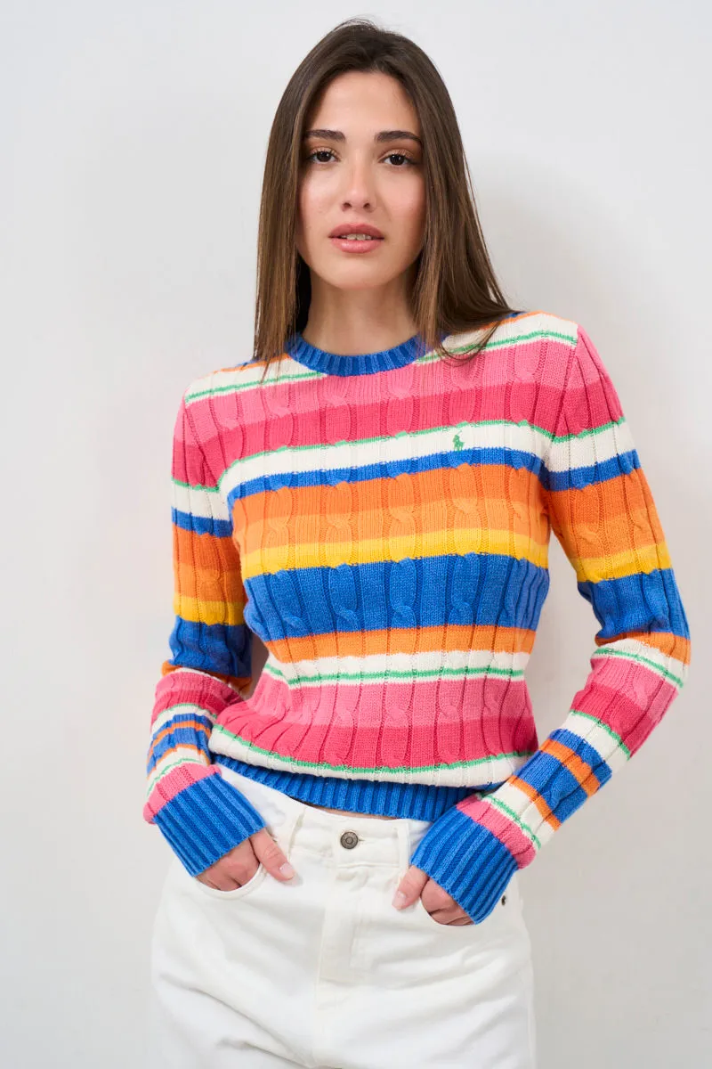 Pull donna multicolore a righe