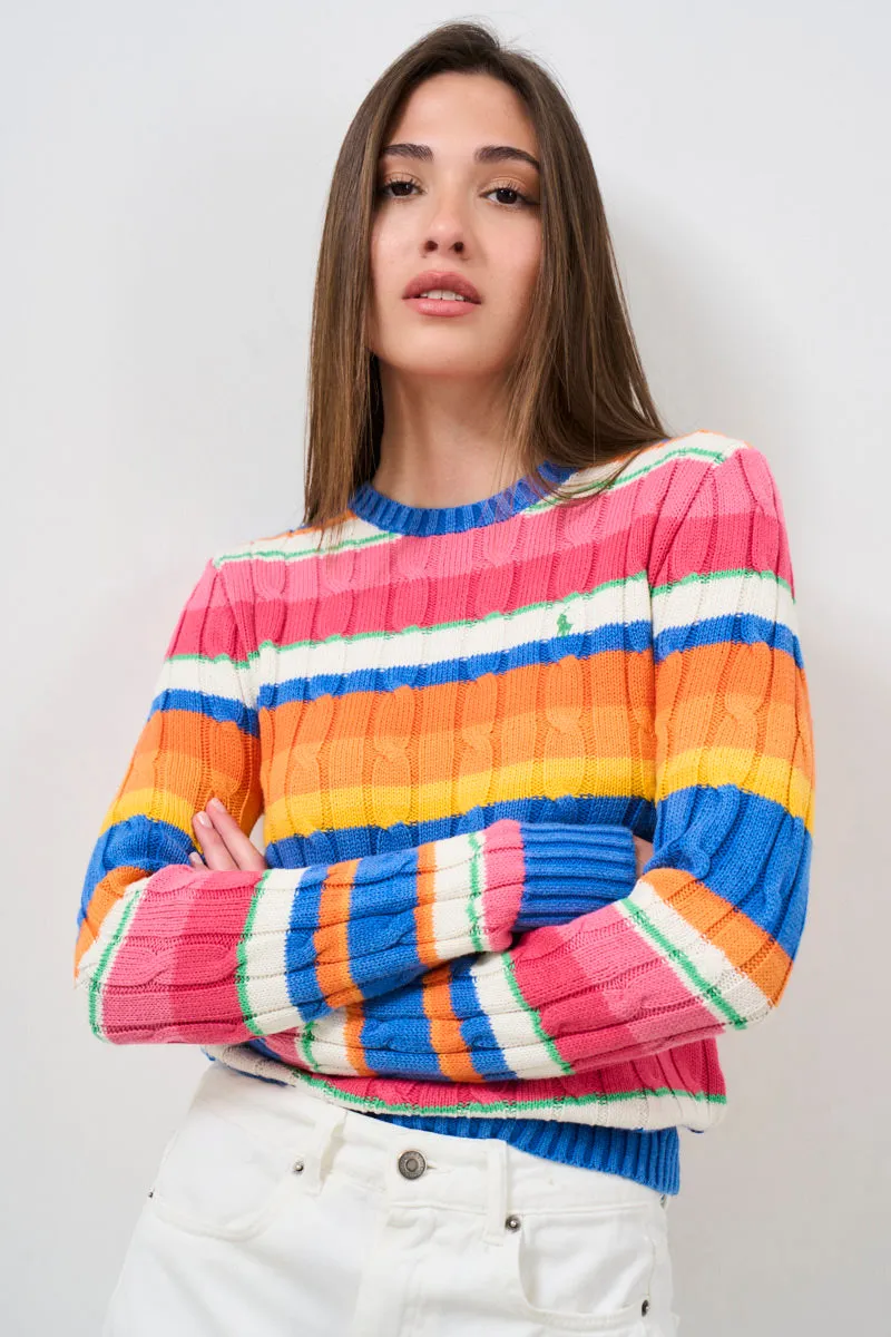 Pull donna multicolore a righe