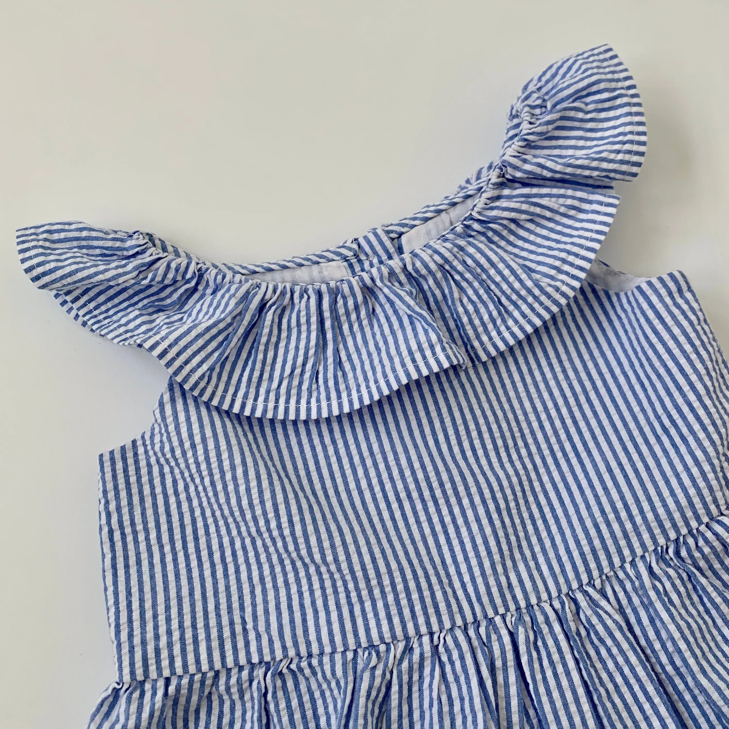 Ralph Lauren Blue And White Stripe Seersucker Dress : 9 Months