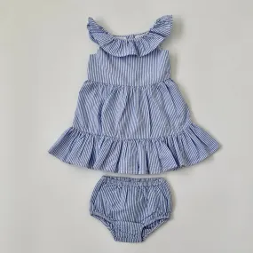 Ralph Lauren Blue And White Stripe Seersucker Dress : 9 Months