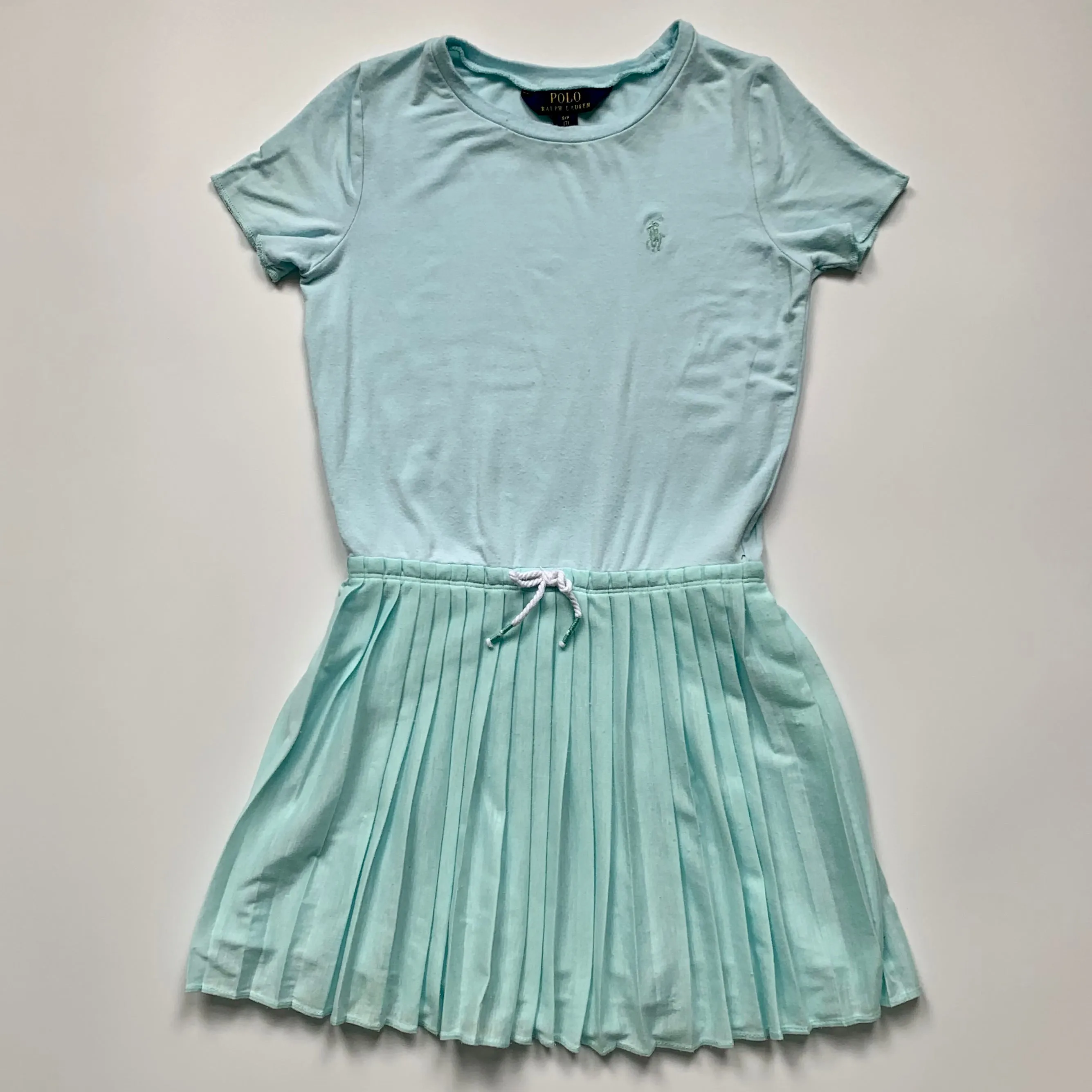 Ralph Lauren Pale Turquoise T-Shirt Dress With Pleat Skirt: 7 Years