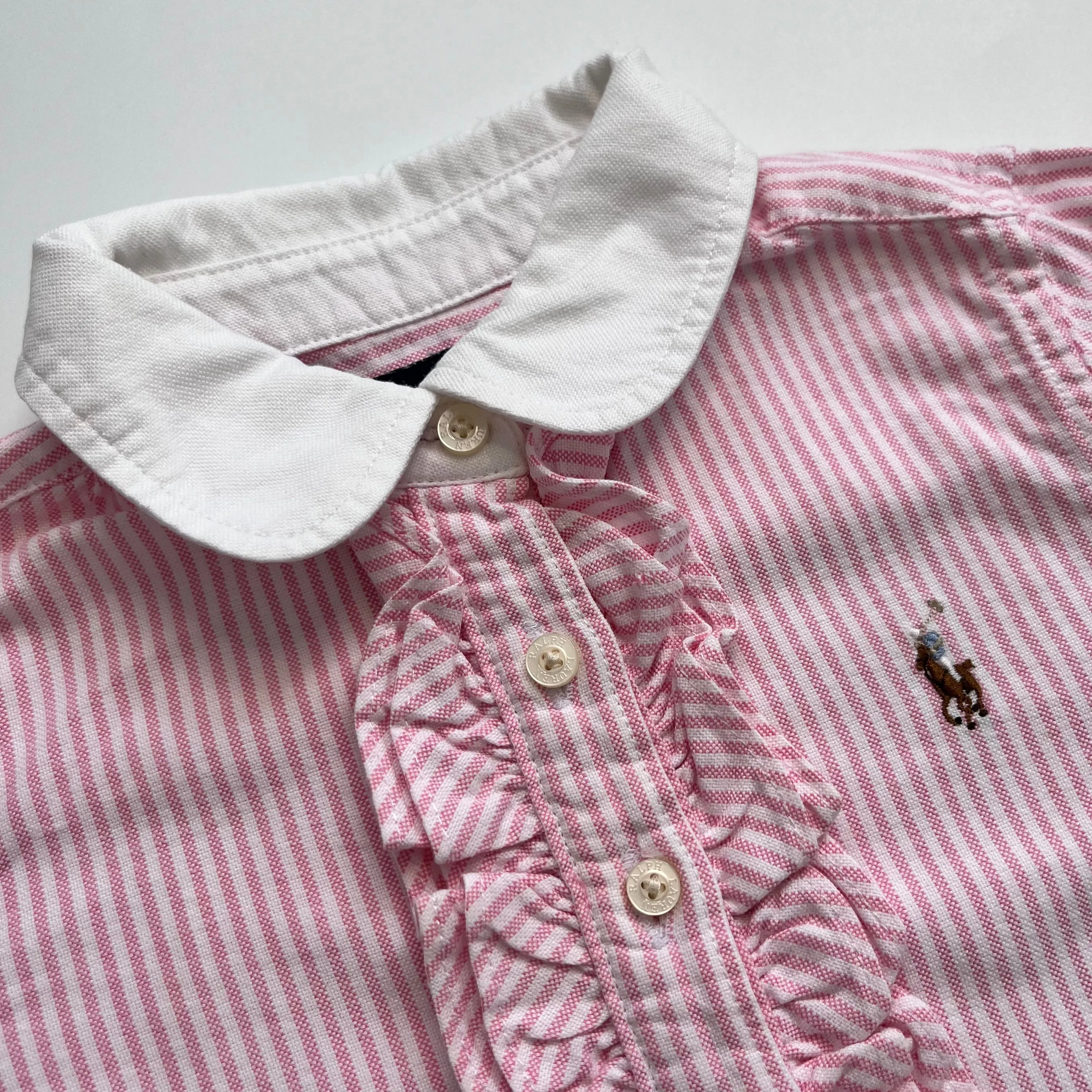 Ralph Lauren Pink And White Stripe Oxford Blouse: 2 Years & 3 Years