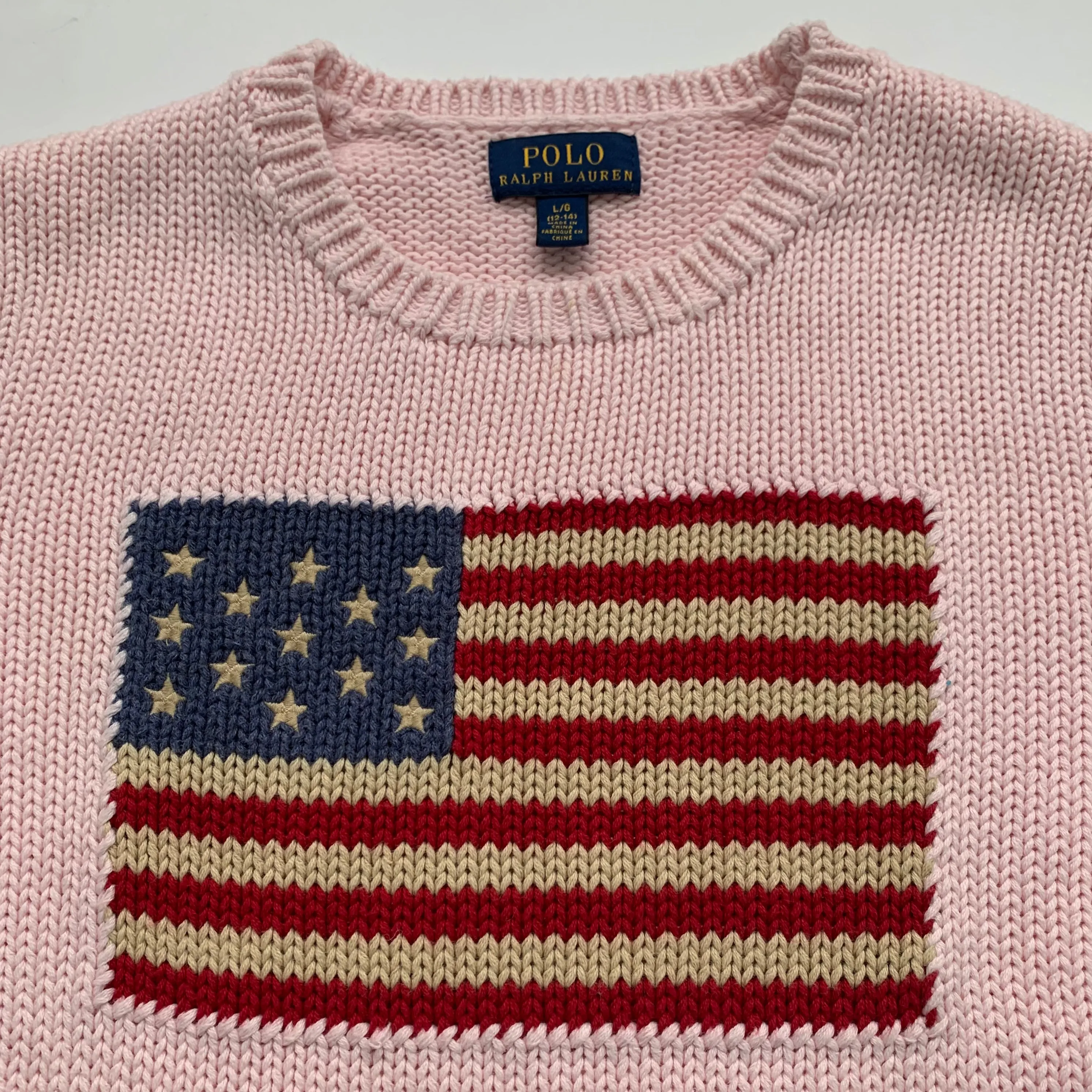 Ralph Lauren Pink Flag Jumper: 12-14 Years