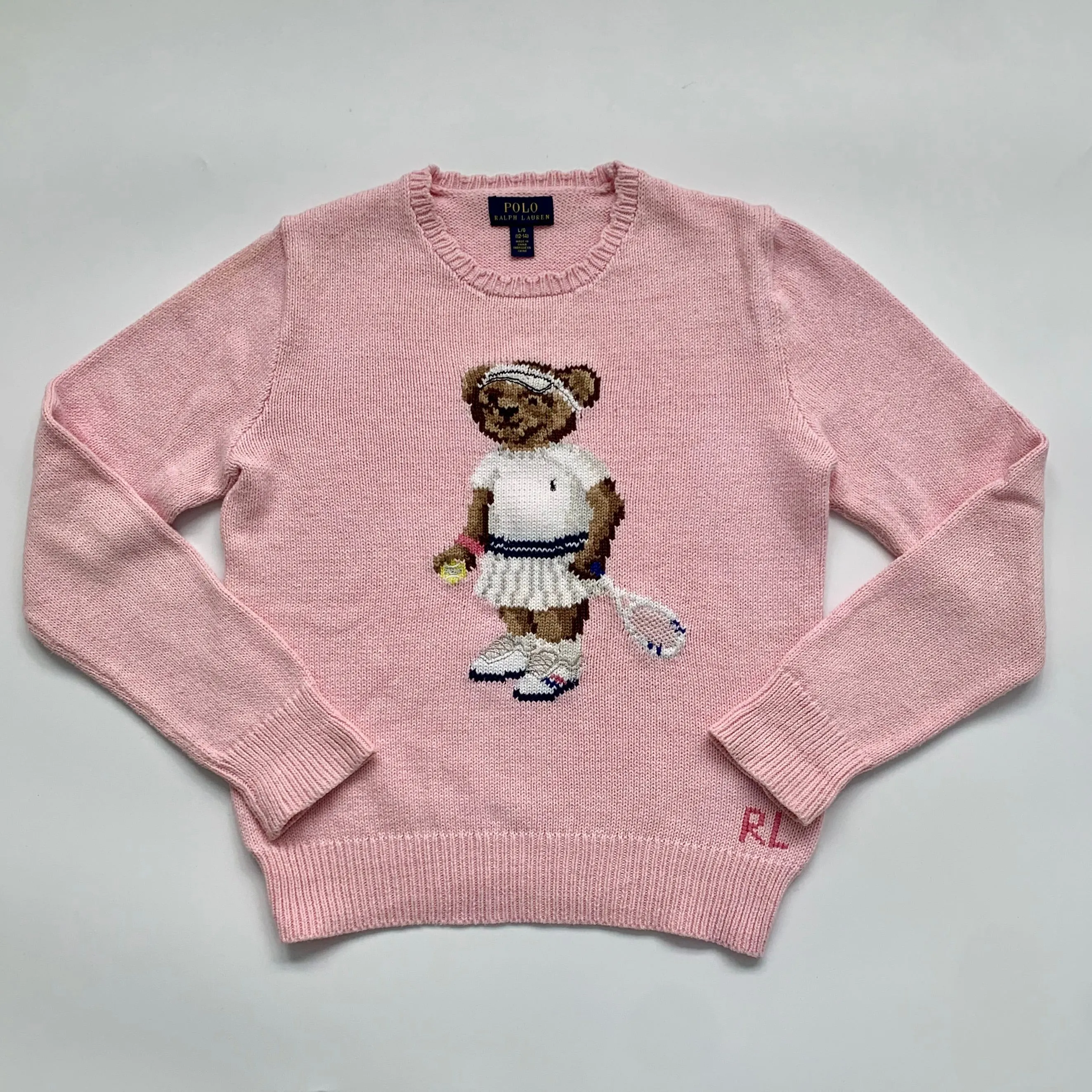 Ralph Lauren Pink Polo Bear Jumper: 12-14 Years