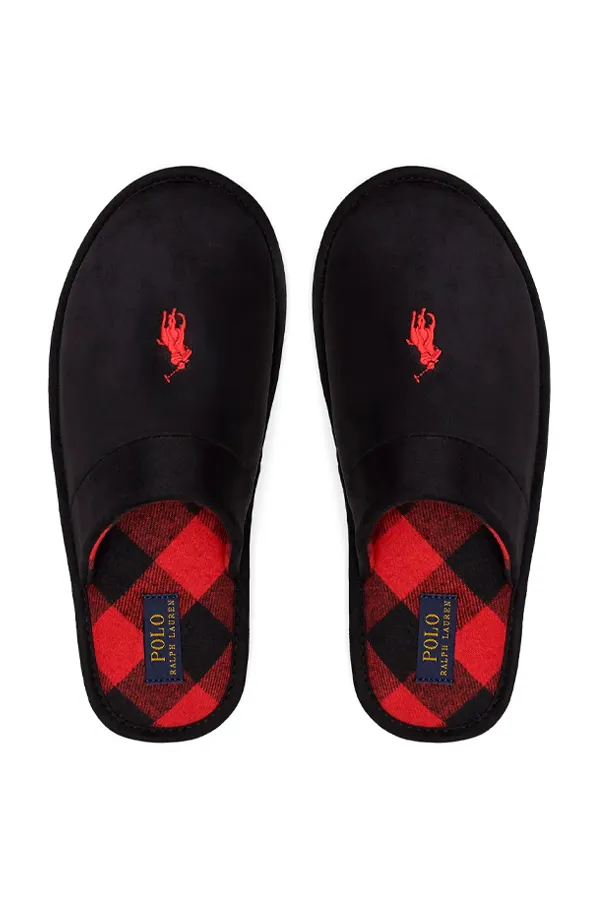 Ralph Lauren Pony Slippers Black