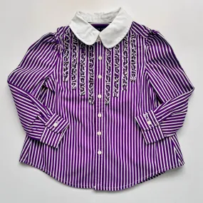 Ralph Lauren Purple And White Stripe Cotton Blouse: 2 Years & 3 Years