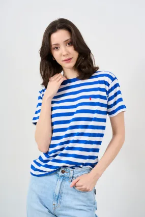 RALPH LAUREN T-shirt  donna a righe con logo