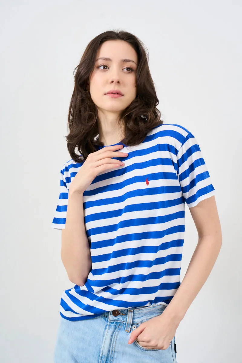 RALPH LAUREN T-shirt  donna a righe con logo