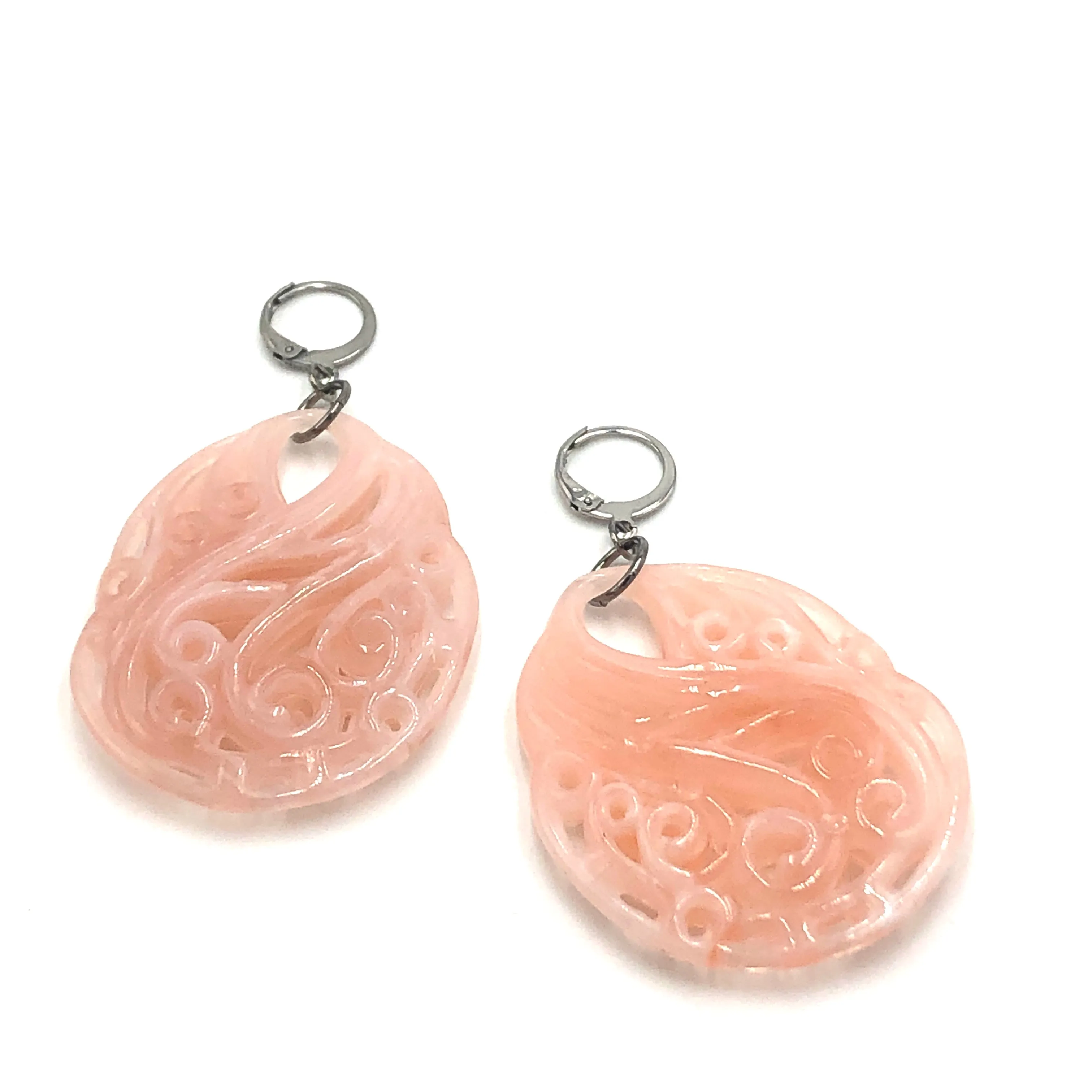 Rose Marbled Paisley Teardrop Earrings