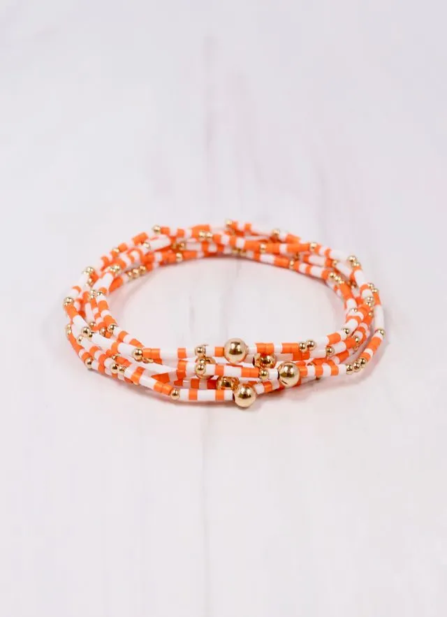 Seamus Beaded Bracelet Set ORANGE