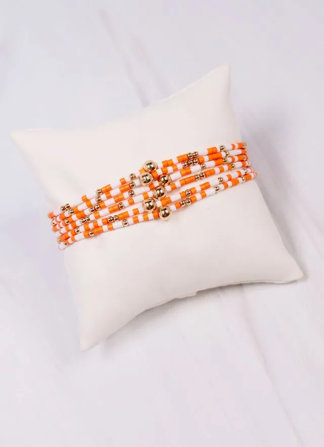 Seamus Beaded Bracelet Set ORANGE