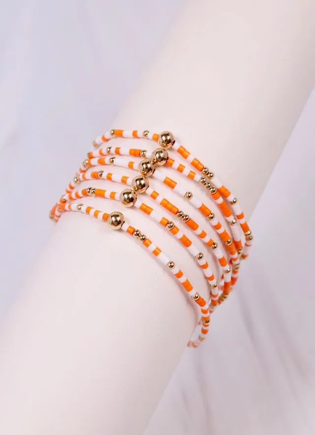 Seamus Beaded Bracelet Set ORANGE