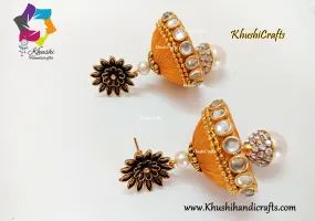 Silk thread Jhumka Earrings with pearl danglers