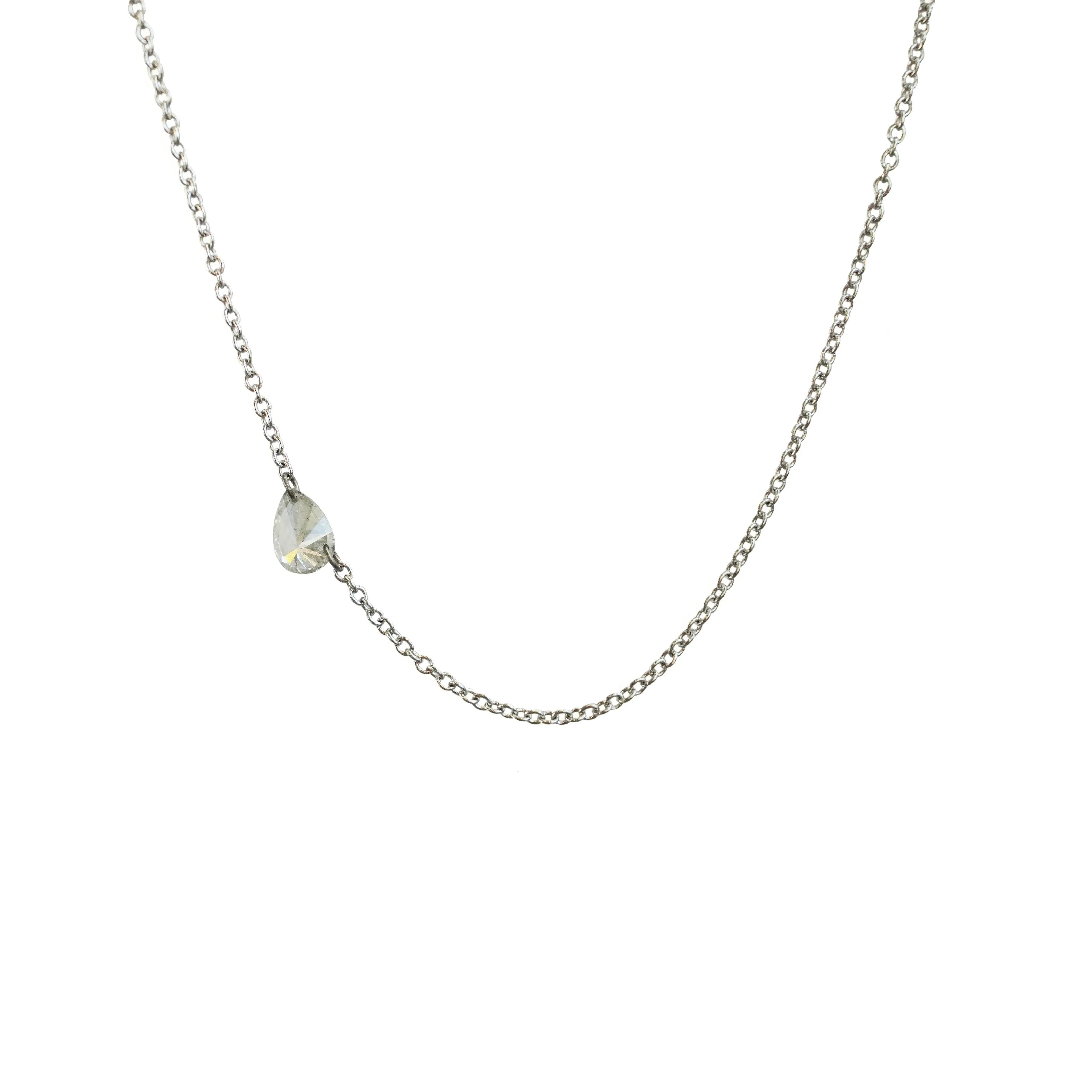 Single Floating Pear Diamond Necklace