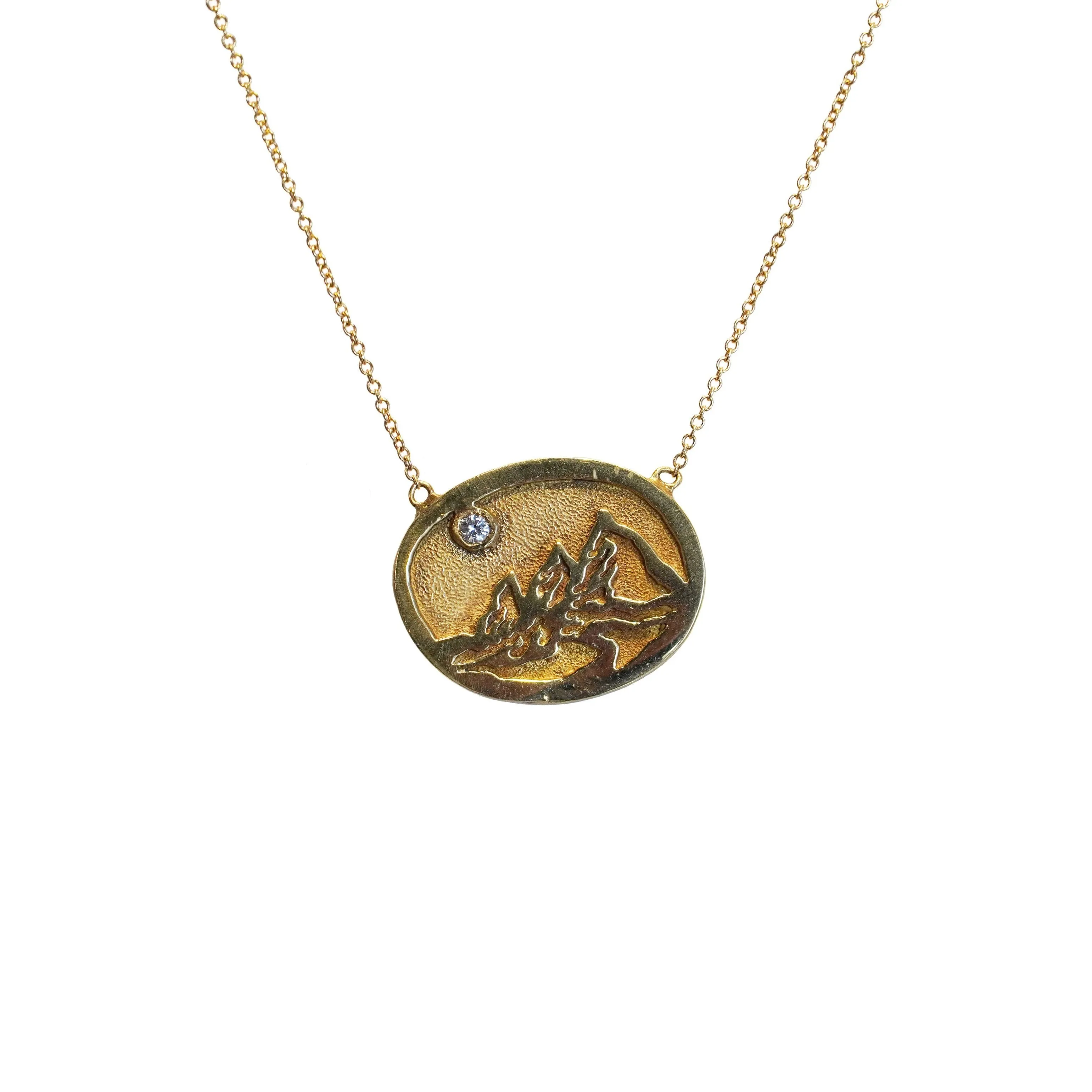 Small Yellow Gold Flatirons Pendant