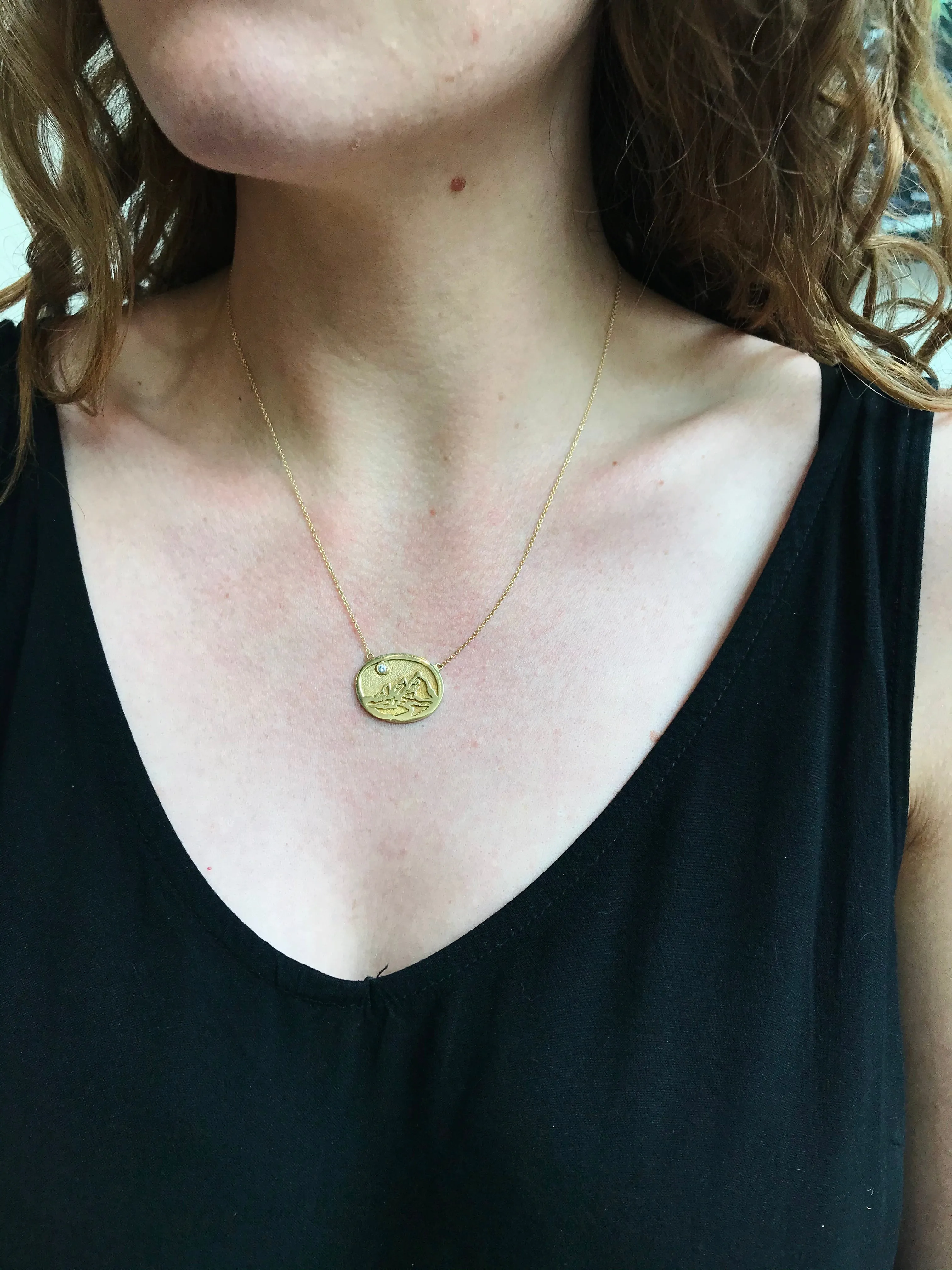 Small Yellow Gold Flatirons Pendant